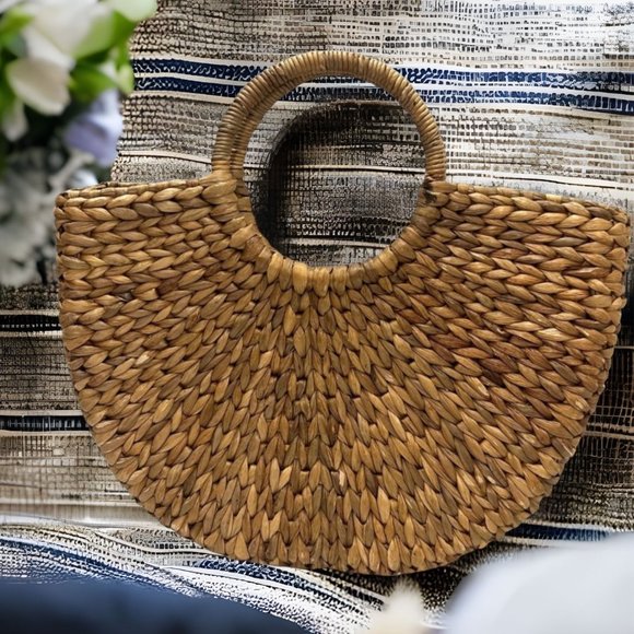 Putu J. Mclear Handbags - Putu by J. MacLear Straw Rattan Lydia Circle Tote Bag